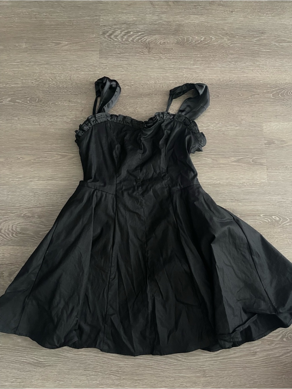 Free People Black Ruffled Strap Mini Dress